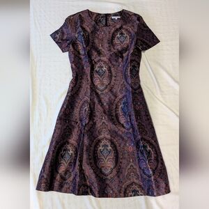 NWOT Women's Maggy Frances Paisley Silk Wool Midi Dress, Size 4, Made In NYC